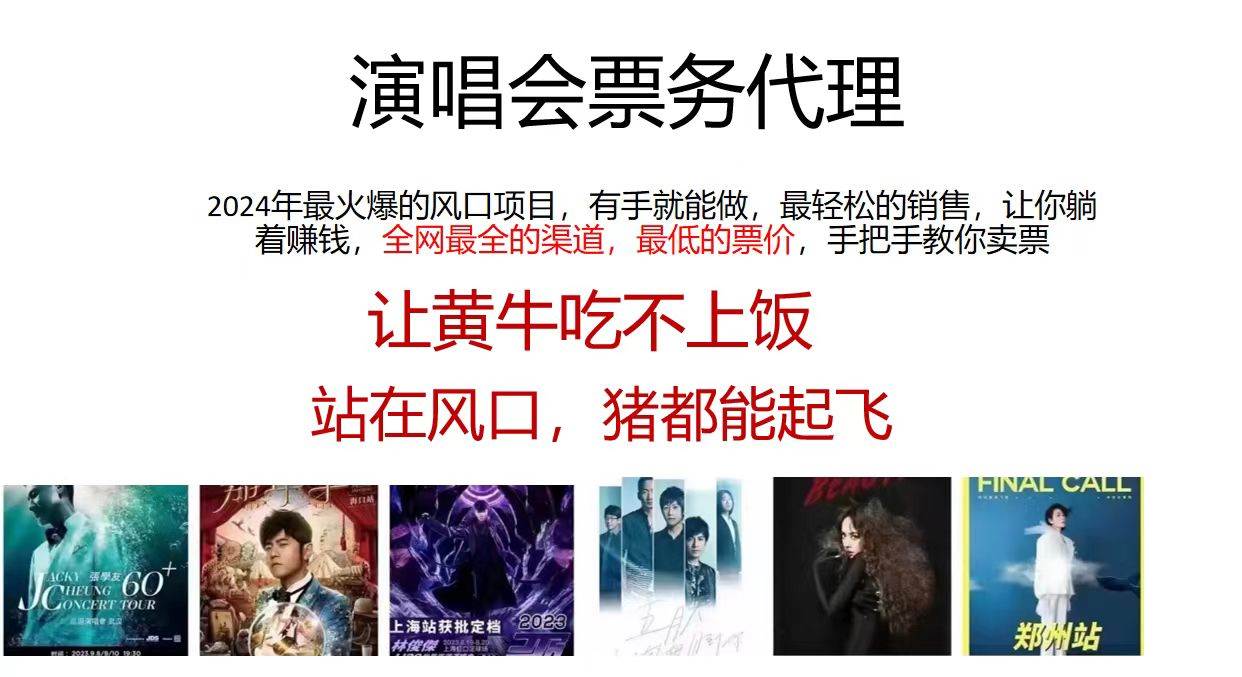 演唱会全网最低票务代理，小白一分钟上手，手把手教你卖票，日入2000+… - 维兴科技-维兴科技