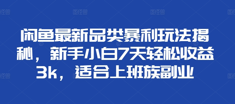 闲鱼最新品类暴利玩法揭秘，新手小白7天轻松赚3000+，适合上班族副业 - 维兴科技-维兴科技