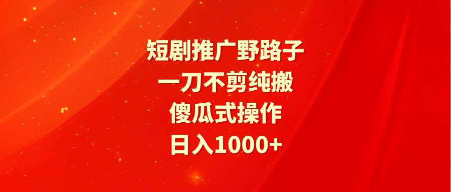 短剧推广野路子，一刀不剪纯搬运，傻瓜式操作，日入1000+ - 维兴科技-维兴科技