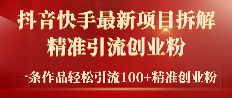 2024年抖音快手最新项目拆解视频引流创业粉，一天轻松引流精准创业粉100+ - 维兴科技-维兴科技