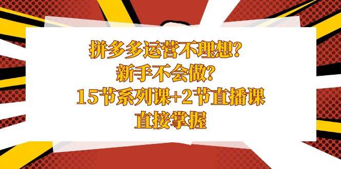 拼多多运营不理想？新手不会做？15节系列课+2节直播课，直接掌握 - 维兴科技-维兴科技
