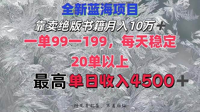 靠卖绝版书籍月入10W+,一单99-199，一天平均20单以上，最高收益日入4500+ - 维兴科技-维兴科技