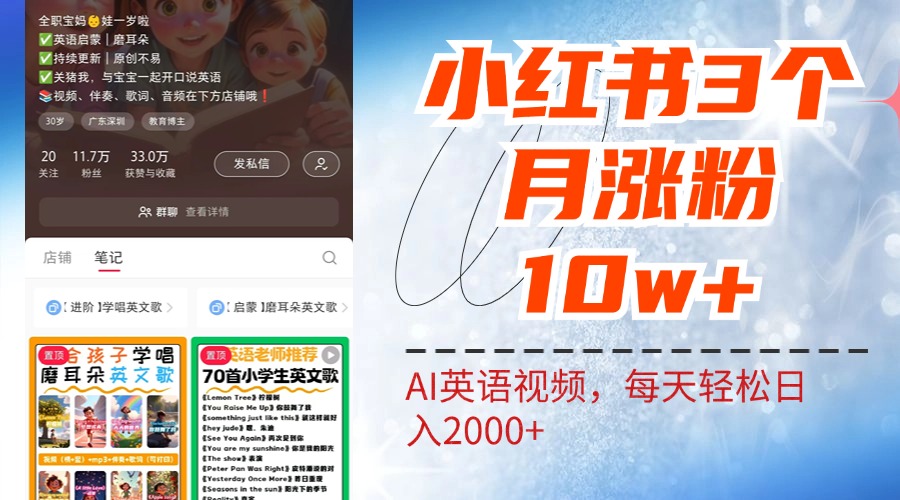 小红书三个月涨粉10W！AI英语视频0成本制作，每天轻松日入2000+ - 维兴科技-维兴科技