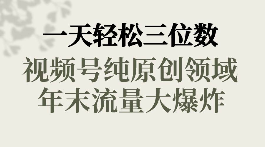 一天轻松三位数，视频号纯原创领域，春节童子送祝福，年末流量大爆炸 - 维兴科技-维兴科技