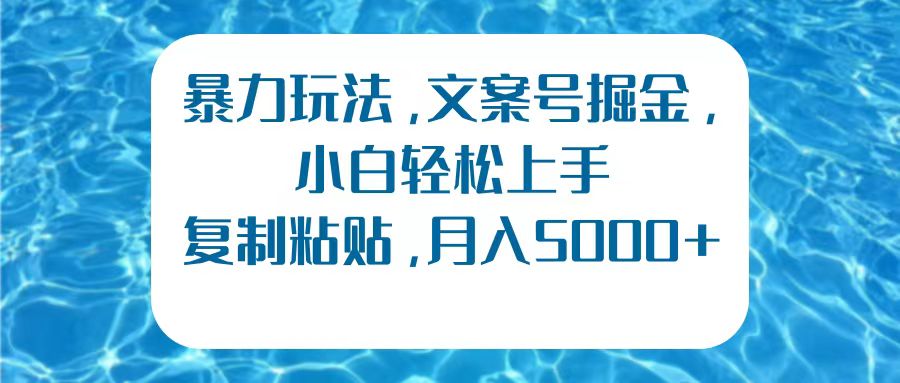 暴力玩法，文案号掘金，小白轻松上手，复制粘贴，月入5000+ - 维兴科技-维兴科技