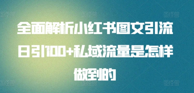 日引流100私域流量小红书图文是怎样做到的全面解析 - 维兴科技-维兴科技