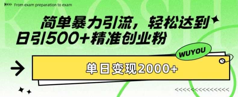 简单暴力引流轻松达到日引500+精准创业粉，单日变现2k【揭秘】 - 维兴科技-维兴科技