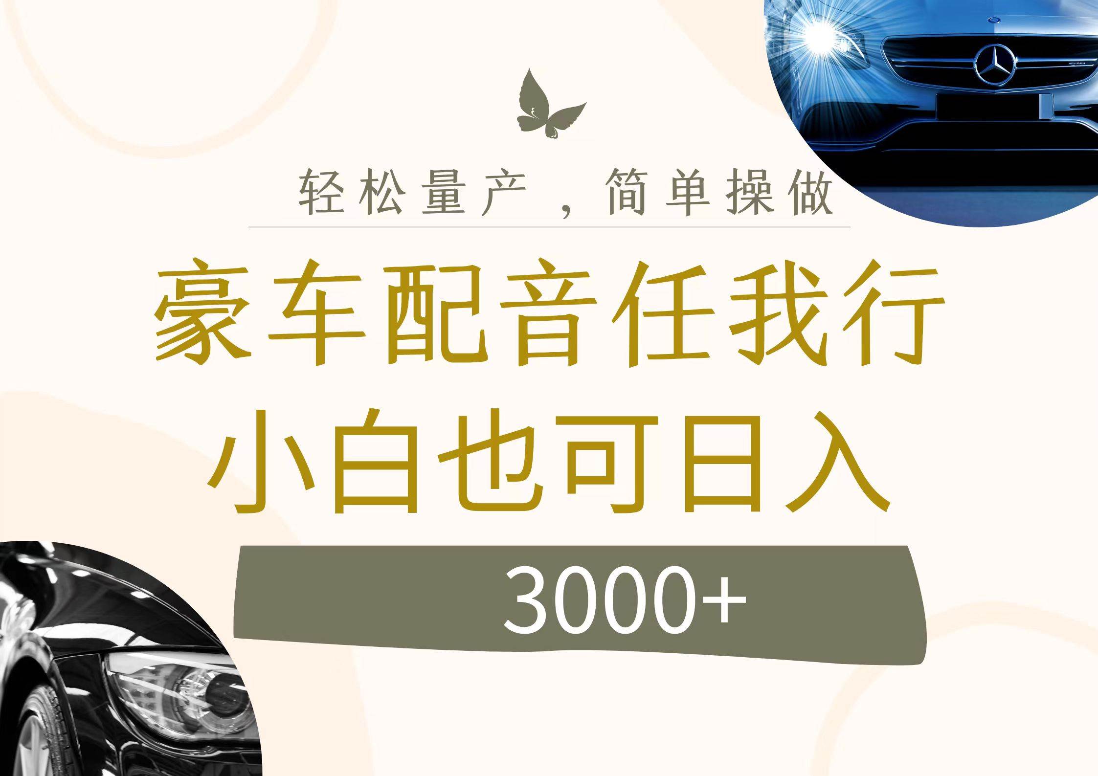 不为人知的暴力小项目，豪车配音，日入3000+ - 维兴科技-维兴科技