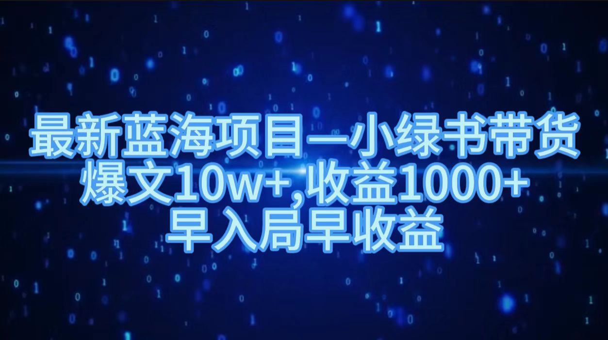 最新蓝海项目小绿书带货，爆文10w＋，收益1000＋，早入局早获益！！ - 维兴科技-维兴科技