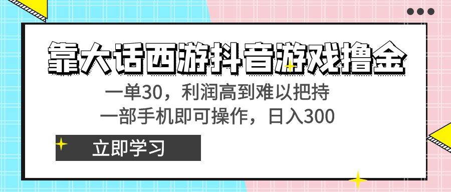 靠大话西游抖音游戏撸金，一单30，利润高到难以把持，一部手机即可操作 - 维兴科技-维兴科技