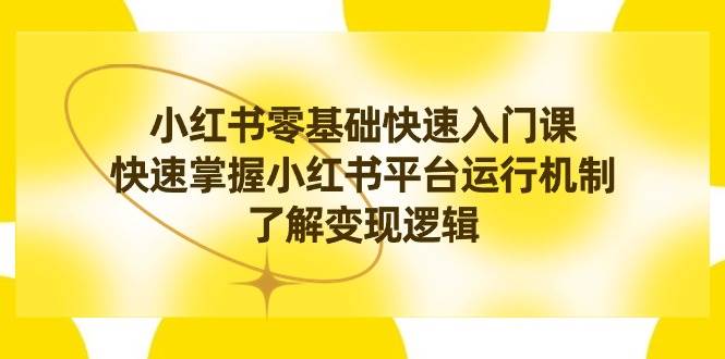小红书0基础快速入门课，快速掌握小红书平台运行机制，了解变现逻辑 - 维兴科技-维兴科技