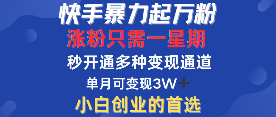 快手暴力起万粉，涨粉只需一星期！多种变现模式 - 维兴科技-维兴科技