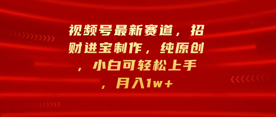 视频号最新赛道，招财进宝制作，纯原创，小白可轻松上手，月入1w+ - 维兴科技-维兴科技