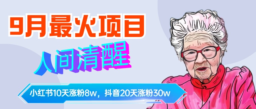 9月最火项目，人间清醒柒奶奶，10天小红薯涨粉8w+，单篇笔记报价1400. - 维兴科技-维兴科技