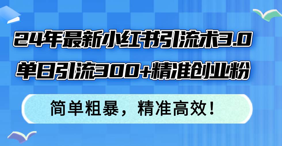 24年最新小红书引流术3.0，单日引流300+精准创业粉，简单粗暴，精准高效！ - 维兴科技-维兴科技