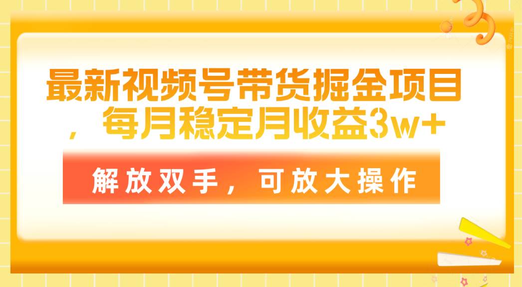 最新视频号带货掘金项目，每月稳定月收益3w+，解放双手，可放大操作 - 维兴科技-维兴科技