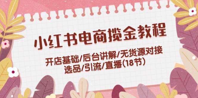 小红书电商揽金教程：开店基础/后台讲解/无货源对接/选品/引流/直播(18节) - 维兴科技-维兴科技