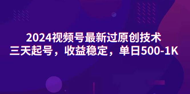 2024视频号最新过原创技术，三天起号，收益稳定，单日500-1K - 维兴科技-维兴科技