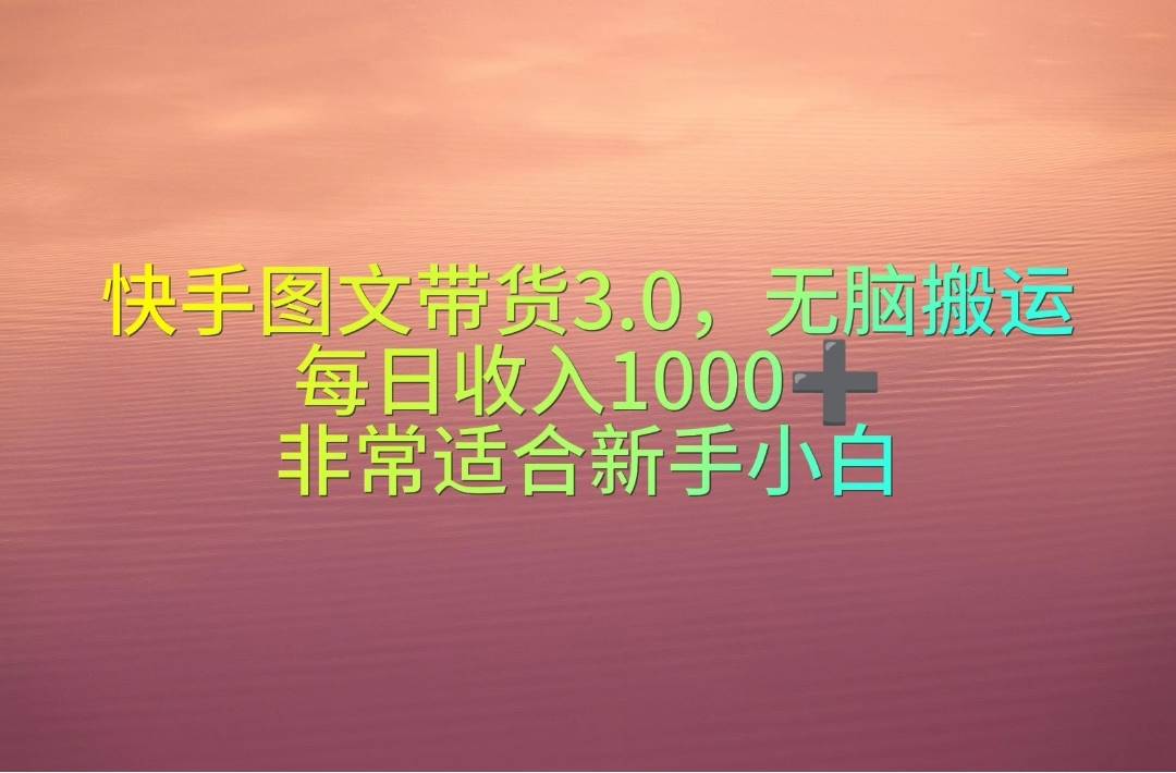 快手图文带货3.0，无脑搬运，每日收入1000＋，非常适合新手小白 - 维兴科技-维兴科技