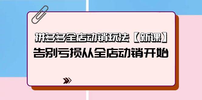 拼多多全店动销玩法【新课】，告别亏损从全店动销开始（4节视频课） - 维兴科技-维兴科技