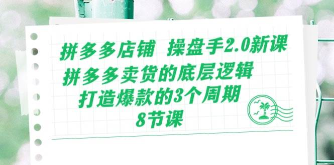 拼多多店铺 操盘手2.0新课，拼多多卖货的底层逻辑，打造爆款的3个周期-8节 - 维兴科技-维兴科技