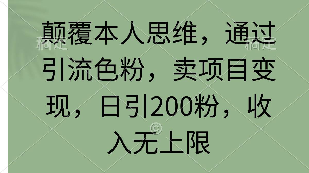 颠覆本人思维，通过引流色粉，卖项目变现，日引200粉，收入无上限 - 维兴科技-维兴科技