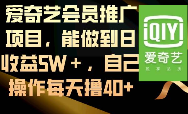 爱奇艺会员推广项目，能做到日收益5W＋，自己操作每天撸40+ - 维兴科技-维兴科技