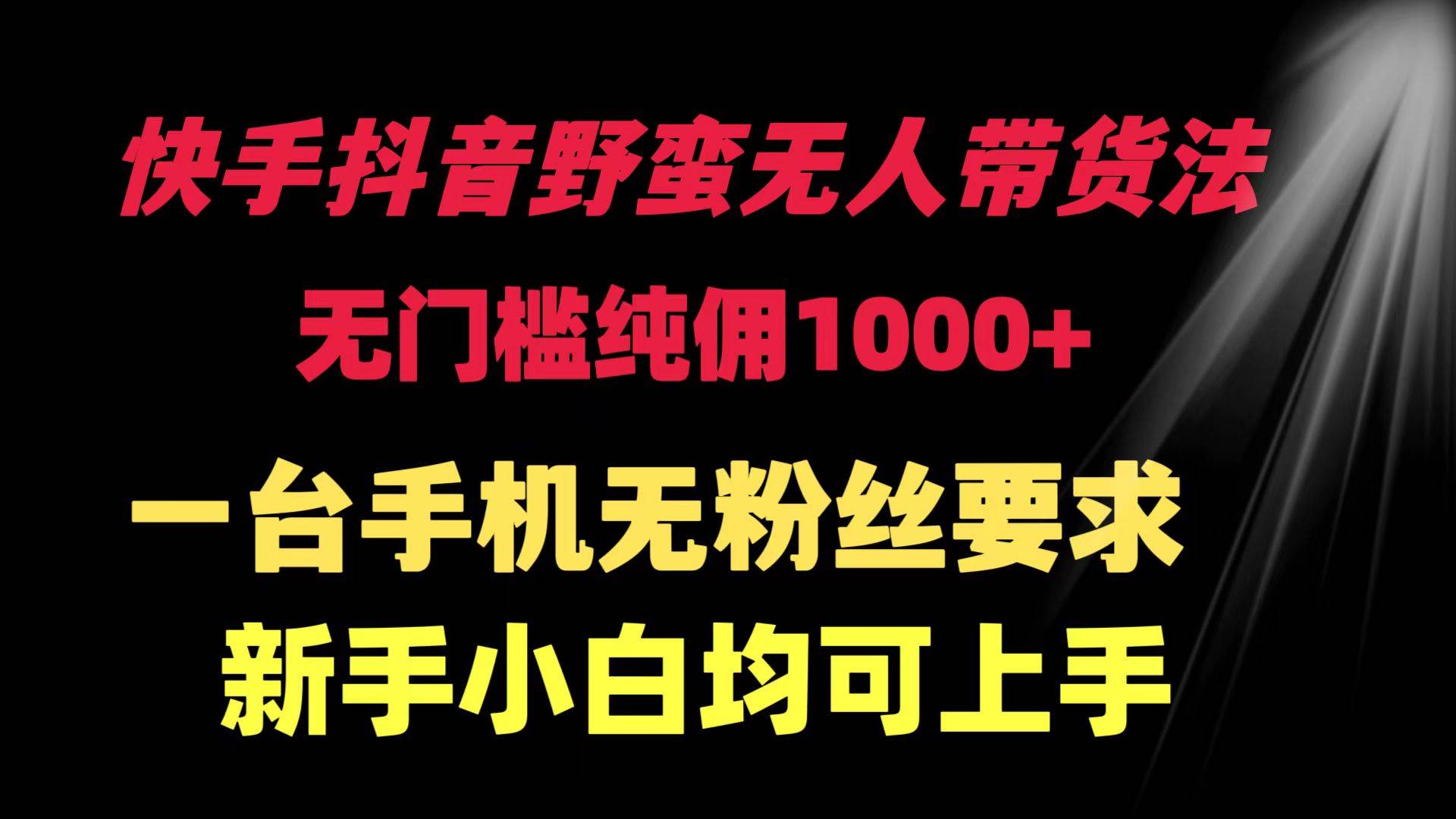 快手抖音野蛮无人带货法 无门槛纯佣1000+ 一台手机无粉丝要求新手小白… - 维兴科技-维兴科技