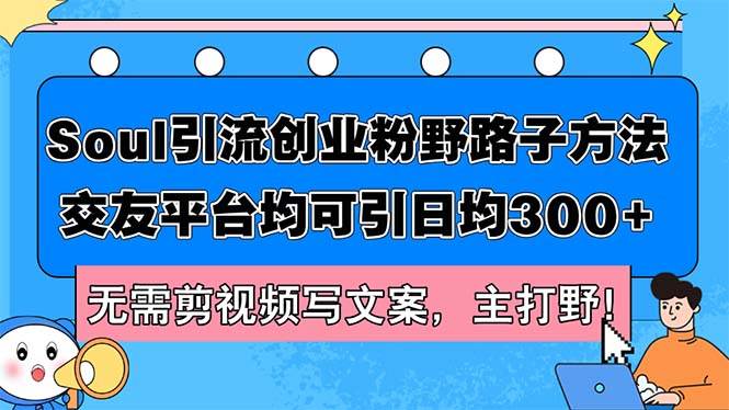 Soul引流创业粉野路子方法，交友平台均可引日均300+，无需剪视频写文案… - 维兴科技-维兴科技