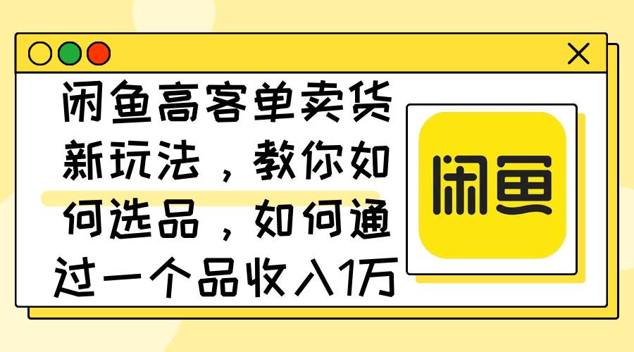 闲鱼高客单卖货新玩法，教你如何选品，如何通过一个品收入1万+ - 维兴科技-维兴科技