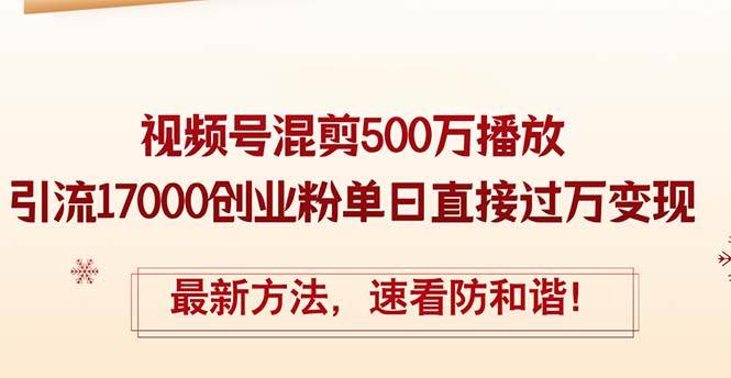 精华帖视频号混剪500万播放引流17000创业粉，单日直接过万变现，最新方… - 维兴科技-维兴科技