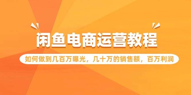 闲鱼电商运营教程：如何做到几百万曝光，几十万的销售额，百万利润 - 维兴科技-维兴科技