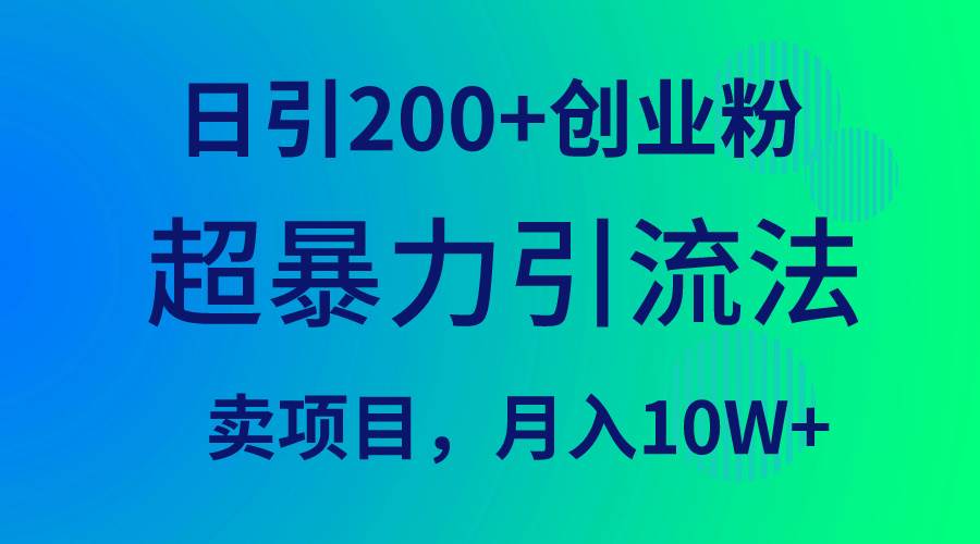 超暴力引流法，日引200+创业粉，卖项目月入10W+ - 维兴科技-维兴科技