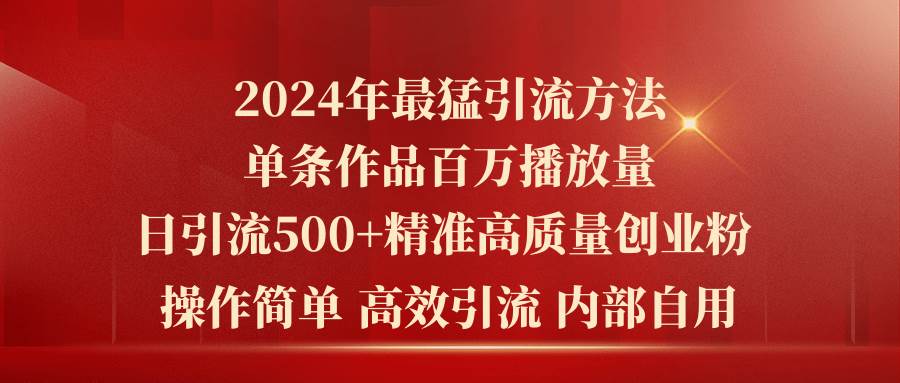 2024年最猛暴力引流方法，单条作品百万播放 单日引流500+高质量精准创业粉 - 维兴科技-维兴科技