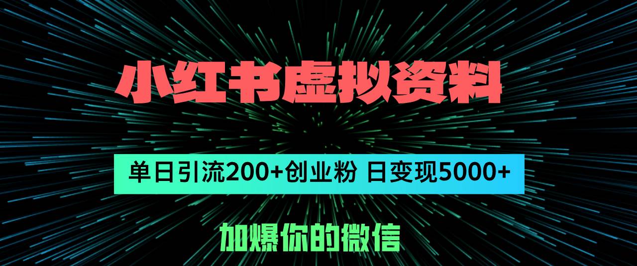小红书虚拟资料日引流200+创业粉，单日变现5000+ - 维兴科技-维兴科技