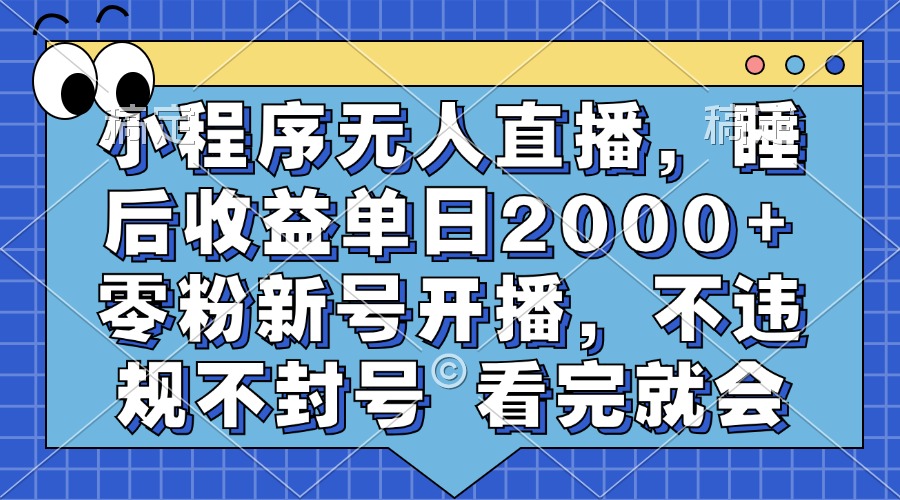 小程序无人直播，睡后收益单日2000+ 零粉新号开播，不违规不封号 看完就会 - 维兴科技-维兴科技
