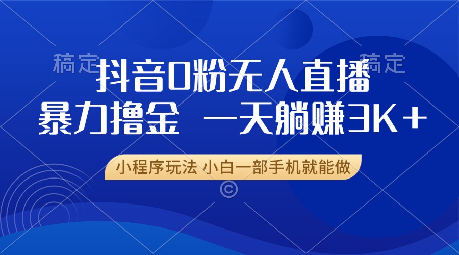 抖音0粉开播，新口子，不违规不封号， 小白可做，一天躺赚3k+ - 维兴科技-维兴科技