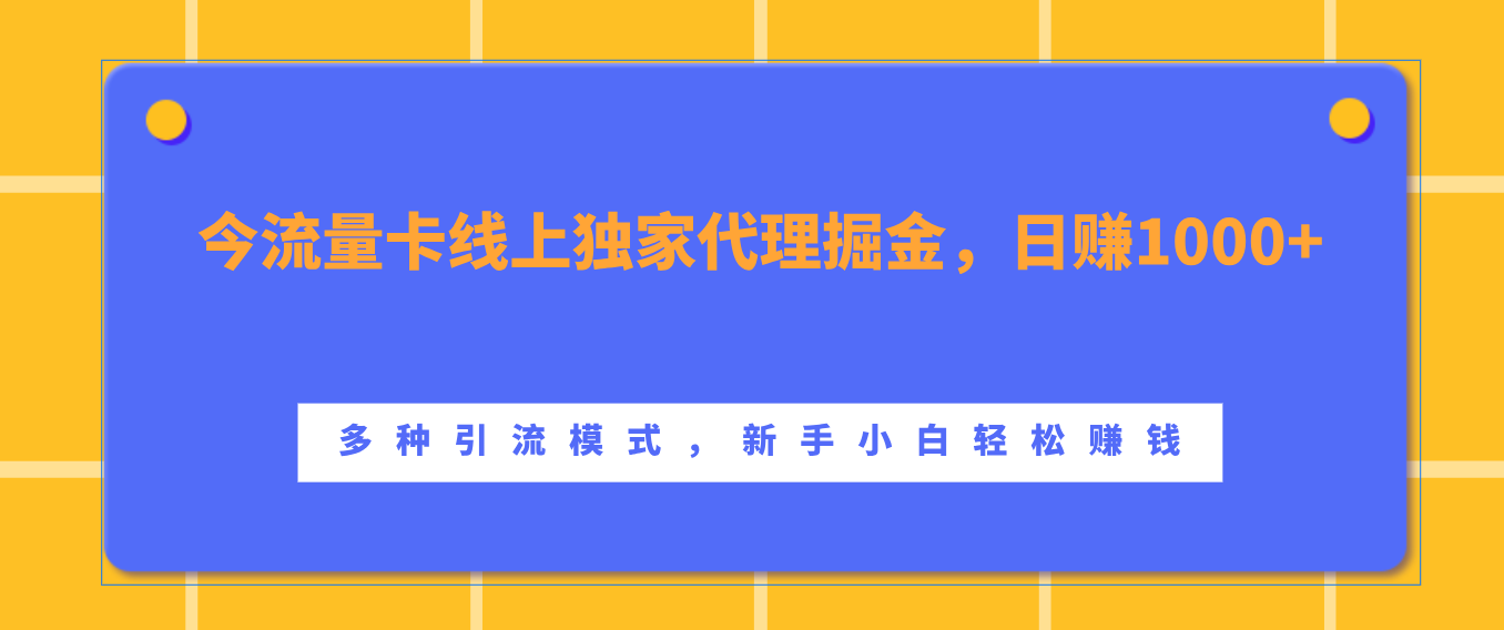 流量卡线上独家代理掘金，日赚1000+ ，多种引流模式，新手小白轻松赚钱 - 维兴科技-维兴科技