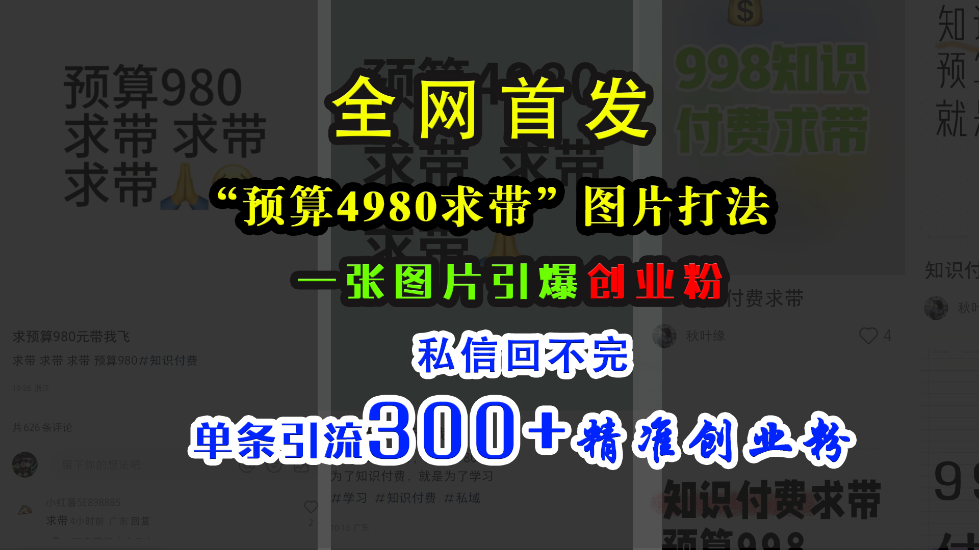 小红书“预算4980带我飞”图片打法，一张图片引爆创业粉，私信回不完，单条引流300+精准创业粉 - 维兴科技-维兴科技