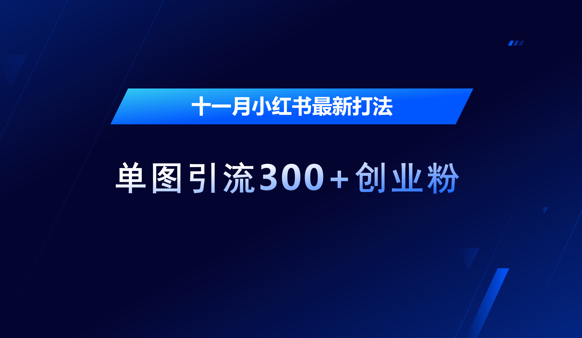十一月，小红书最新打法，单图引流300+创业粉 - 维兴科技-维兴科技