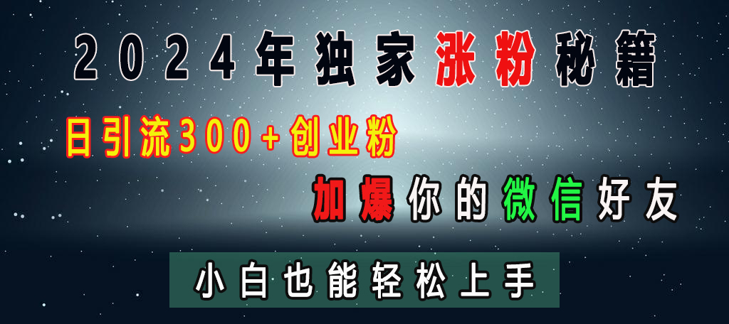 2024年独家涨粉秘籍，日引流300+创业粉，加爆你的微信好友，小白也能轻松上手 - 维兴科技-维兴科技