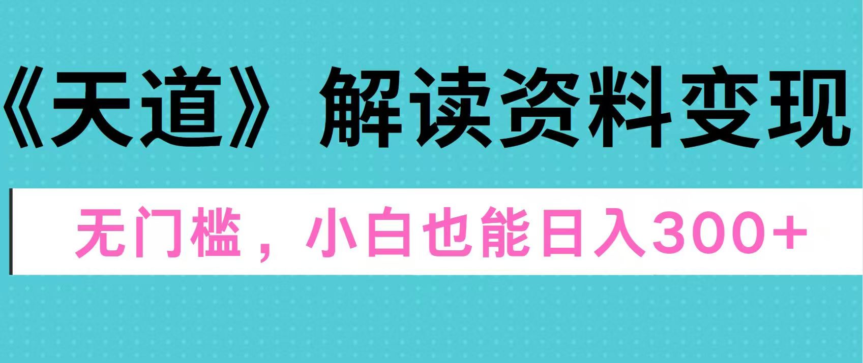 天道解读资料变现，无门槛，小白也能快速上手，稳定日入300+ - 维兴科技-维兴科技