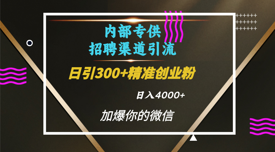 内部招聘引流技术，很实用的引流方法，流量巨大小白轻松上手日引300+精准创业粉，单日可变现4000+ - 维兴科技-维兴科技