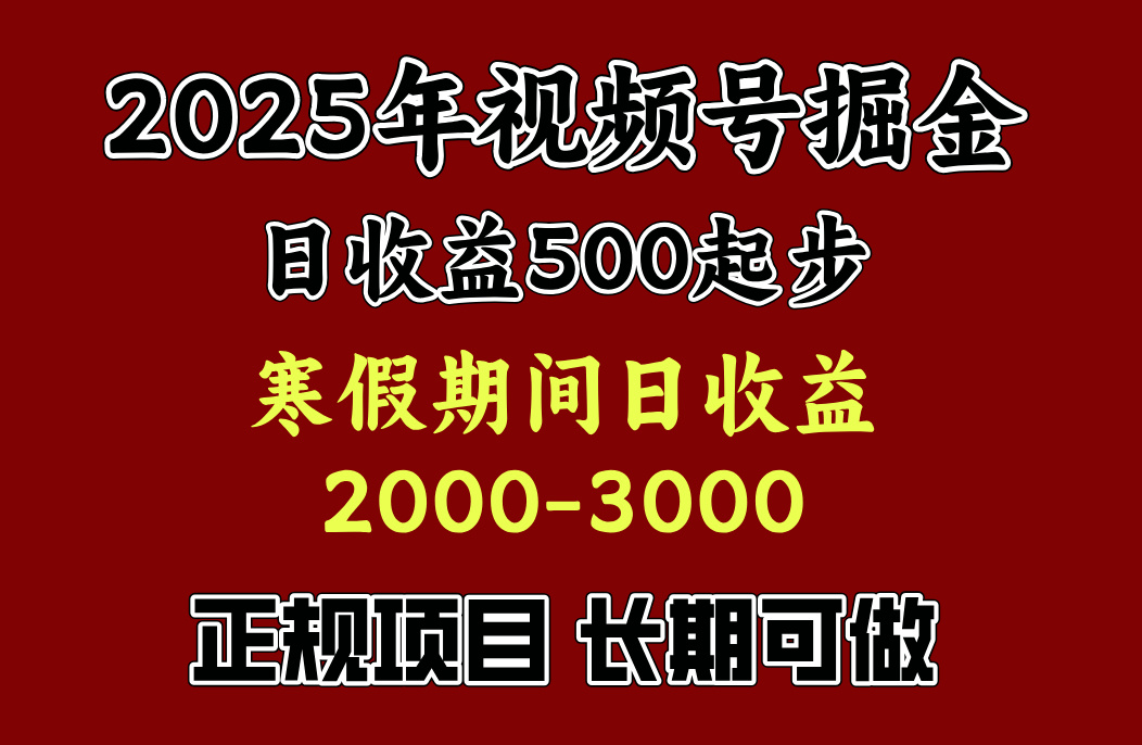 最新视频号项目，单账号日收益500起步，寒假期间日收益2000-3000左右， - 维兴科技-维兴科技