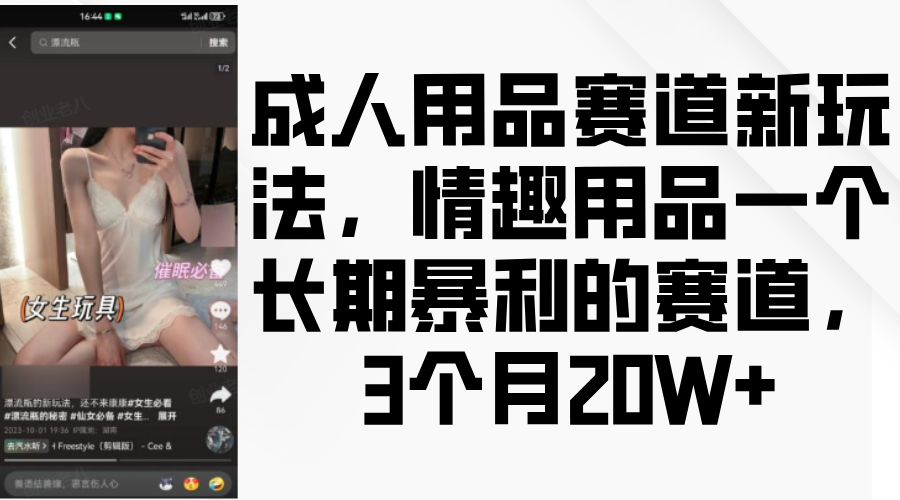 情趣用品一个长期暴利的赛道，成人用品赛道新玩法，3个月20W+ - 维兴科技-维兴科技