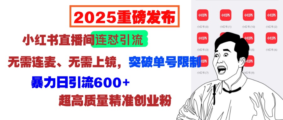 2025重磅发布：小红书直播间连怼引流，无需连麦、无需上镜，突破单号限制，暴力日引流600+超高质量精准创业粉 - 维兴科技-维兴科技