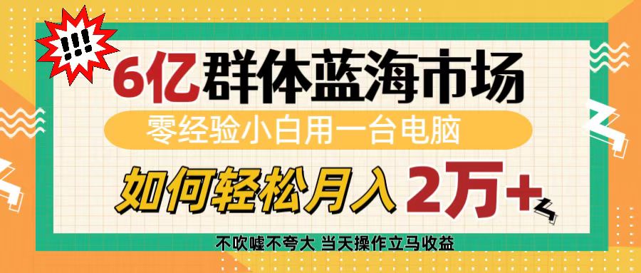 6亿群体蓝海市场，零经验小白用一台电脑，如何轻松月入2万+ - 维兴科技-维兴科技