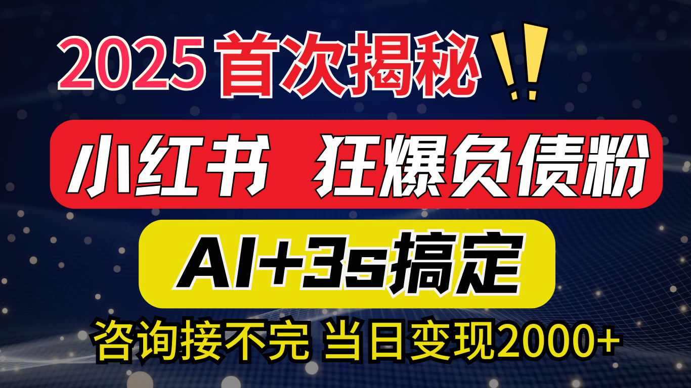 2025引流天花板：最新小红书狂暴负债粉思路，咨询接不断，当日入2000+ - 维兴科技-维兴科技
