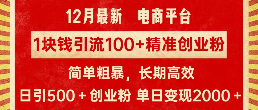拼多多淘宝电商平台1块钱引流100个精准创业粉，简单粗暴高效长期精准，单人单日引流500+创业粉，日变现2000+ - 维兴科技-维兴科技