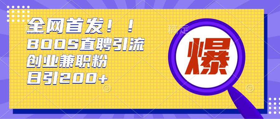 全网首发!BOOS直聘引流创业兼职粉，单号日引200+ - 维兴科技-维兴科技
